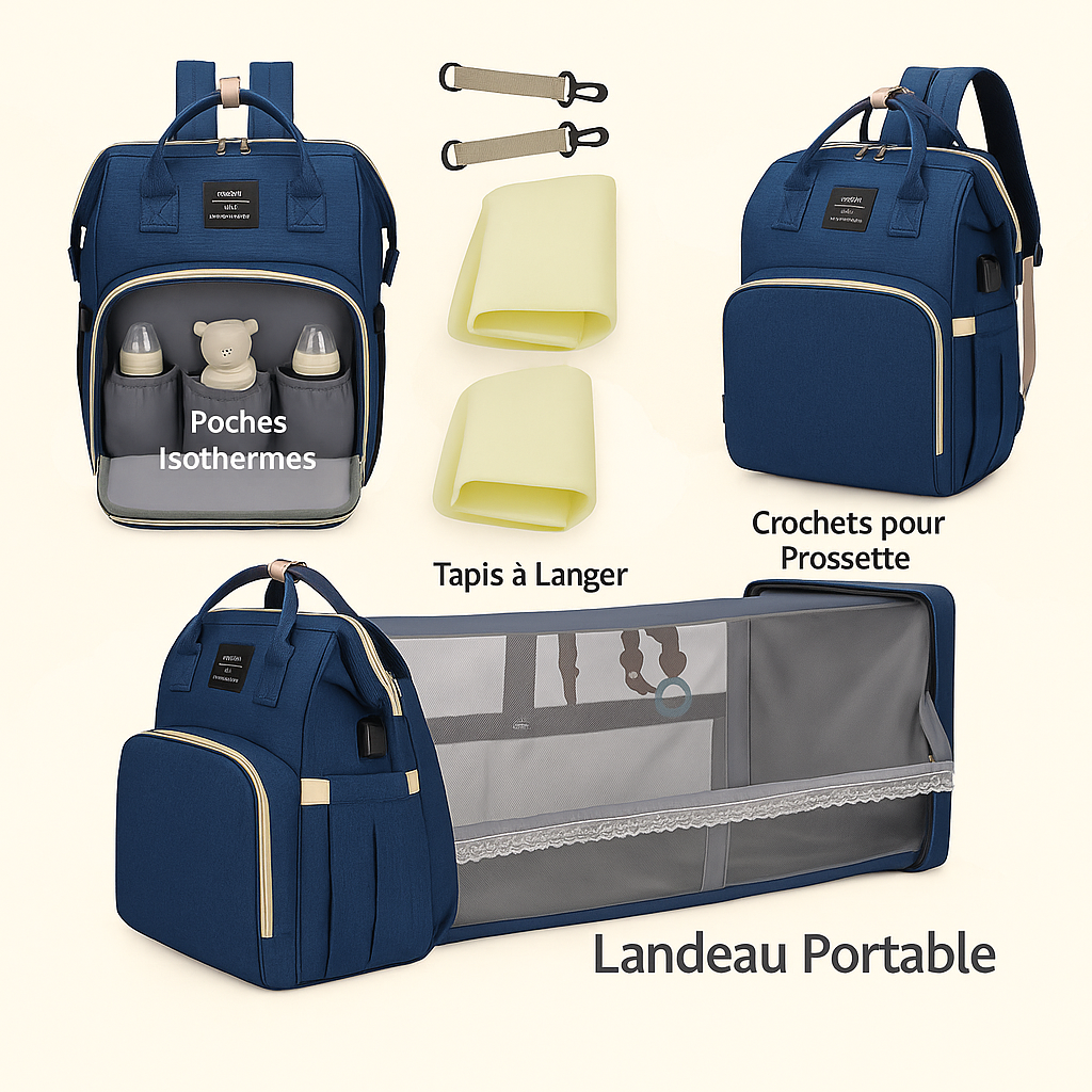 Sac à langer 2-en-1 Bleu Marine