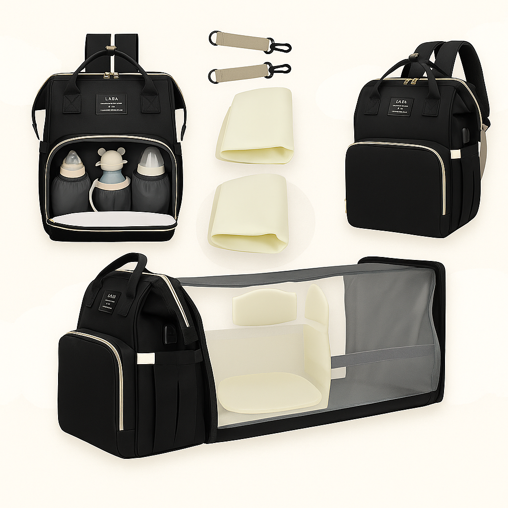 Sac à langer 2-en-1 Noir Carbone